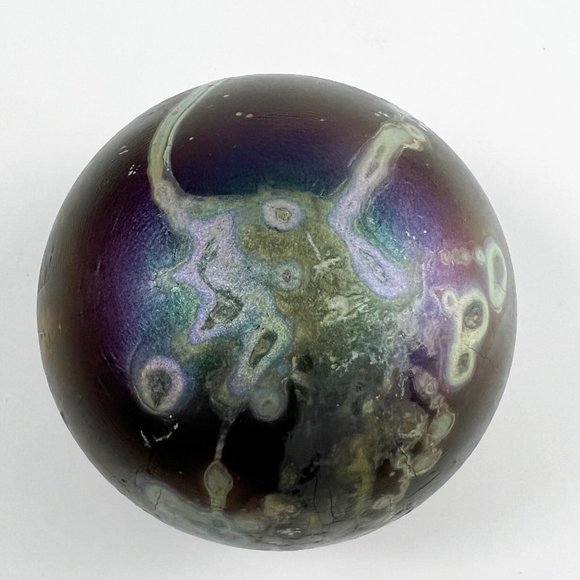 Modernist Robert Coleman RC Abstract Studio Art Glass Iridescent Purple Paperwei - Picture 5 of 6